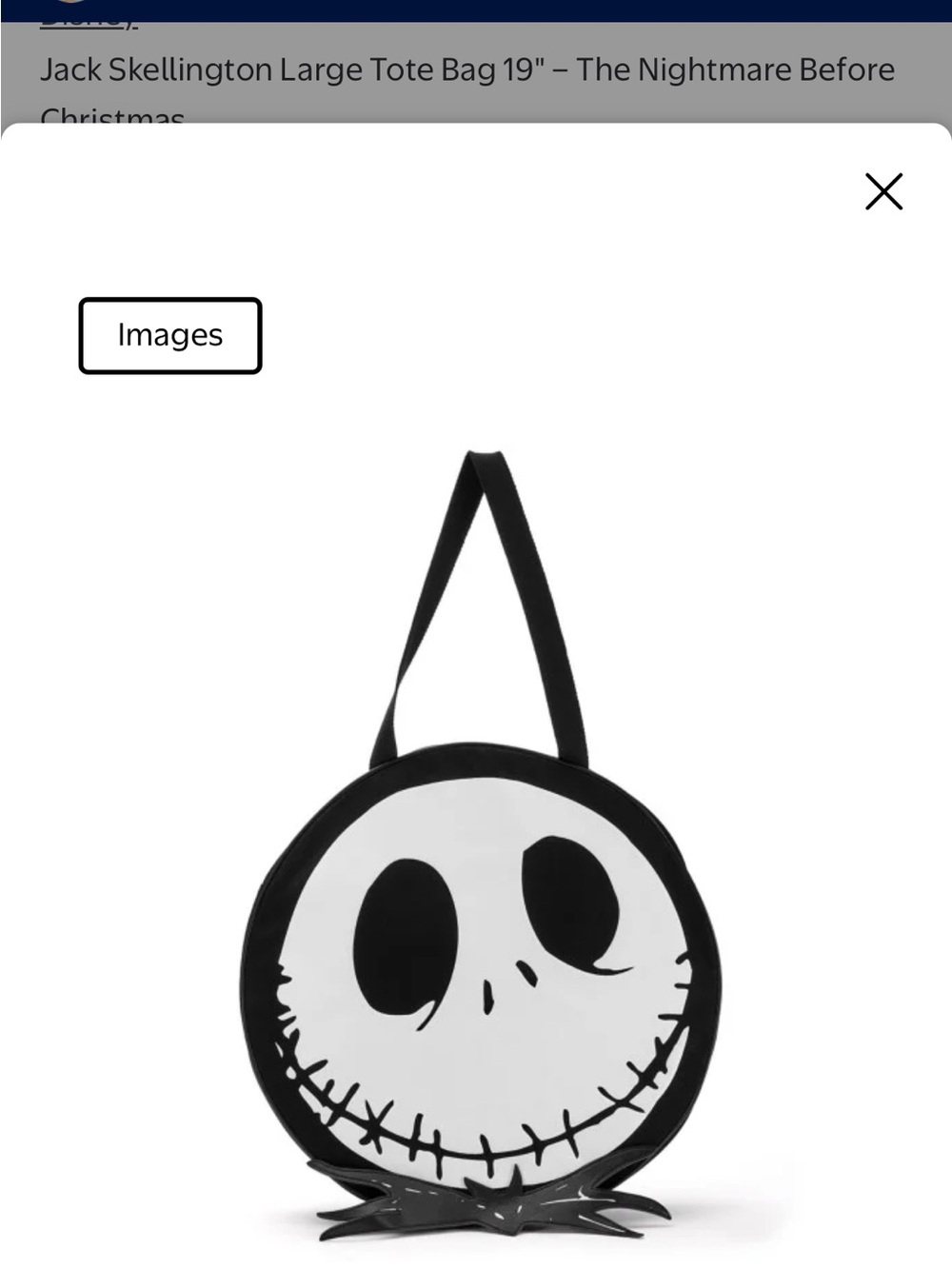 Disney - Jack Skellington Large FaceTote Bag - The Nightmare Before Christmas